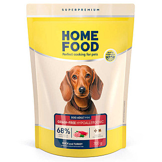 Сухий корм для собак малих порід Home Food (Хоум Фуд) DOG ADULT MINI Беззерновий гіпоалергенний з качкою та індичкою, 700 г