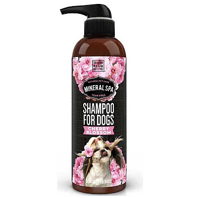 Шампунь RELIQ Mineral Spa Cherry Blossom Shampooз екстрактом цвіту вишні та садової троянди для гладкої та м'якої шерсті собак
