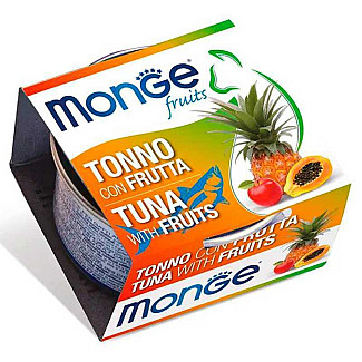 Вологий корм для дорослих котів Monge (Монж) Adult тунeць з фруктами, 80 г