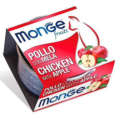 Вологий корм для дорослих котів Monge (Монж) Adult курка з яблуком