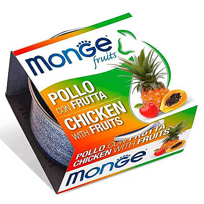 Вологий корм для дорослих котів Monge (Монж) Adult курка з фруктами