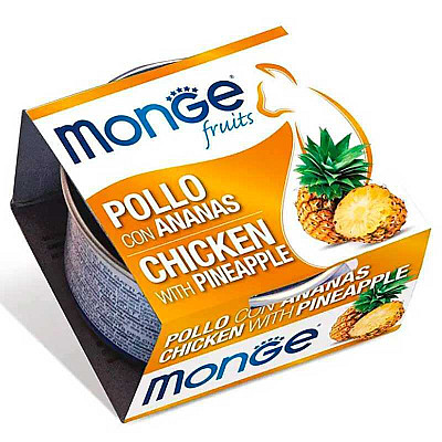 Вологий корм для дорослих котів Monge (Монж) Adult курка з ананасом