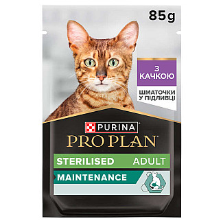 Вологий корм  Purina Pro Plan (Пуріна Про План) Sterilised з качкою для стерилізованих котів і кастрованих котів (шматочки в соусі), 85 г