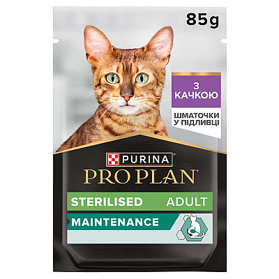 Вологий корм  Purina Pro Plan (Пуріна Про План) Sterilised з качкою для стерилізованих котів і кастрованих котів (шматочки в соусі)