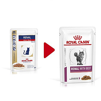 Royal Canin  RENAL С ГОВЯДИНОЙ (ПАУЧ) ДИЕТА ДЛЯ ВЗРОСЛЫХ КОШЕК С ХРОНИЧЕСКОЙ ПОЧЕЧНОЙ НЕДОСТАТОЧНОСТЬЮ, 85 гр