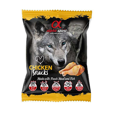 Смачні гіпоалергенні беззернові напіввологі ласощі Alpha Spirit Chicken Snacks для собак, кубики з куркою