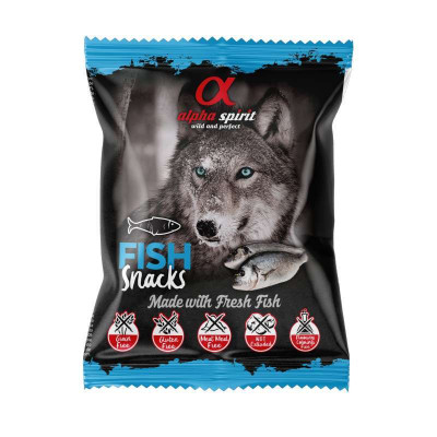 Смачні гіпоалергенні беззернові напіввологі ласощі Alpha Spirit Fish Snacks для собак, кубики з рибою