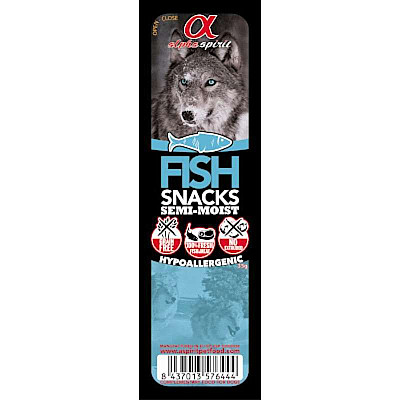 Смачні гіпоалергенні беззернові напіввологі ласощі Alpha Spirit Fish Snacks для собак, кубики з рибою