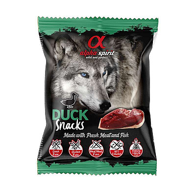 Смачні гіпоалергенні беззернові напіввологі ласощі для собак Alpha Spirit Duck Snacks кубики з качкою
