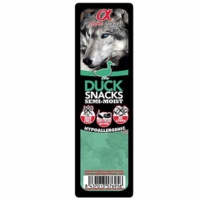 Вкусные гипоаллергенные беззерновые полувлажные лакомства Alpha Spirit Duck Snacks для собак, кубики с уткой 35 г