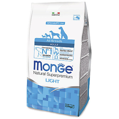 Monge (Монж) DOG All breeds Adult Light - Низькокалорійний корм з лососем і рисом для дорослих собак всіх порід