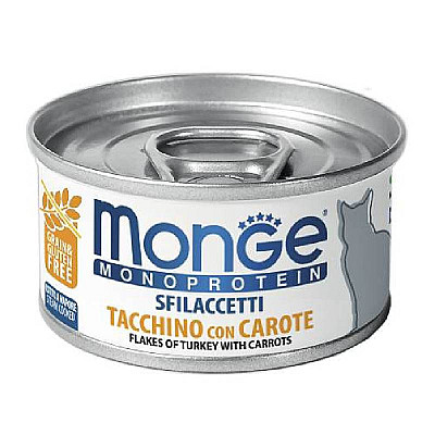 Монопротеїнові консерви для кішок Monge (Монж) Monoprotein Solo tacchino con carote  з м'яса індички з морквою