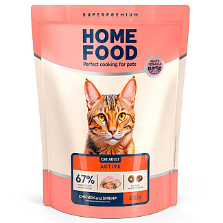Сухий корм для кішок Home Food (Хоум Фуд) CAT ADULT Для активних «Курочка та креветка», 0.4 кг