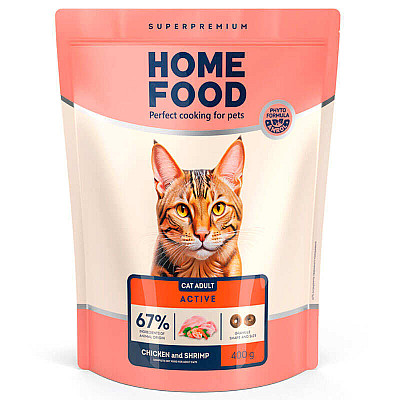 Сухий корм для кішок Home Food (Хоум Фуд) CAT ADULT Для активних «Курочка та креветка»