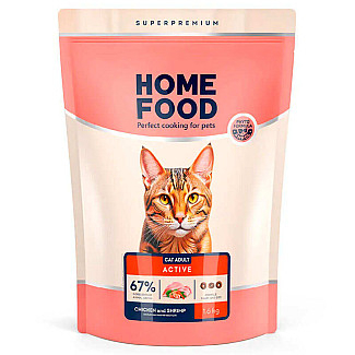 Сухий корм для дорослих активних котів Home Food Курочка та креветка, 1.6 кг