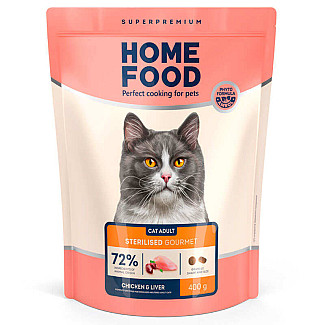 Сухий корм для кішок  Home Food (Хоум Фуд) CAT ADULT Для вибагливих «Chicken & Liver» підходить для кастрованих/стерилізованих, 0.4 кг