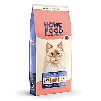 Сухий корм для кішок Home Food (Хоум Фуд) CAT ADULT З чутливим травленням «Ягнятина та лосось» підходить для кастрованих/стерилізованих , 10 кг