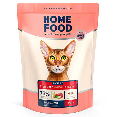 Сухий корм для кішок Home Food (Хоум Фуд) CAT ADULT Гіпоалергенний беззерновий «Качка з грушею» для кастрованих/стерилізованих