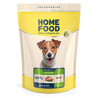 Сухий корм для активни собак і юніорів дрібних порід Home Food (Хоум Фуд) DOG ADULT MINI «Ягнятина з рисом», 700 г