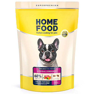 Сухий корм для собак дрібних і середніх порід Home Food (Хоум Фуд) DOG ADULT MINI/MEDIUM Гіпоалергенний «Телятина з овочами»