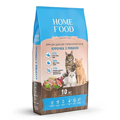 Home Food (Хоум Фуд) Повнораціонний корм «Курочка з рибкою» для стерилізованих котів