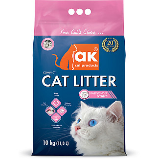 Наповнювач бентонітовий AK Cat COMPACT CAT LITTER  грудкувальний Дитяча присипка, 10 кг