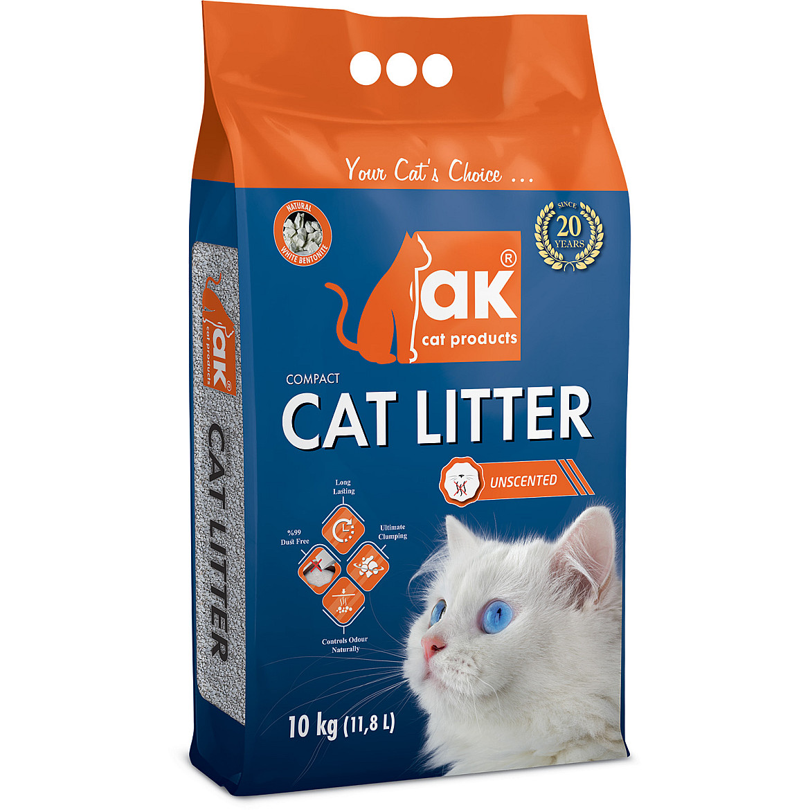 Наповнювач бентонітовий AK Cat COMPACT CAT LITTER грудкувальний Натуральний, 10 кг