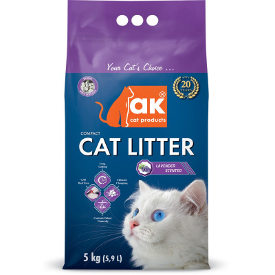 Наповнювач бентонітовий AK Cat COMPACT CAT LITTER грудкувальний Лаванда