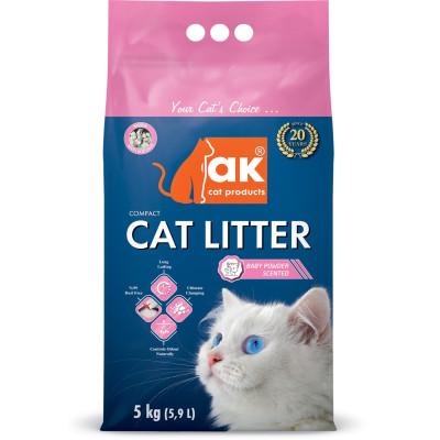 Наповнювач  бентонітовий AK Cat COMPACT CAT LITTER грудкувальний Дитяча присипка