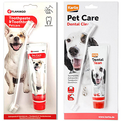 Flamingo (ФЛАМІНГО) PETCARE TOOTHPASTE+TOOTHBRUSH набір зубна паста та зубна щітка для собак