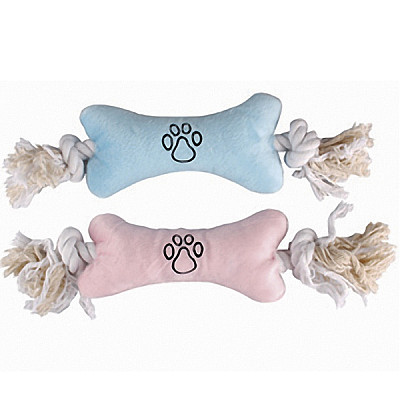 Karlie-Flamingo (Карлі-Фламінго) PUPPY PLUSH BONE м'яка іграшка для цуценят у вигляді кісточки з мотузяними ручками