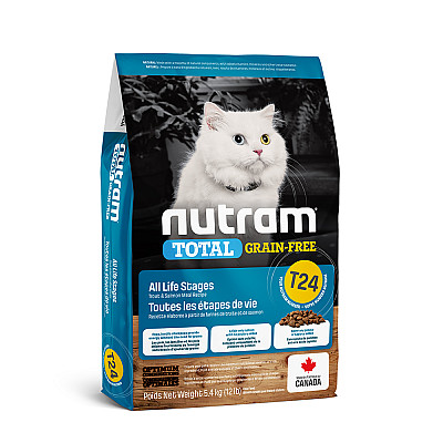 Сухой беззерновой корм для котов и котят T24 NUTRAM с лососем и форелью