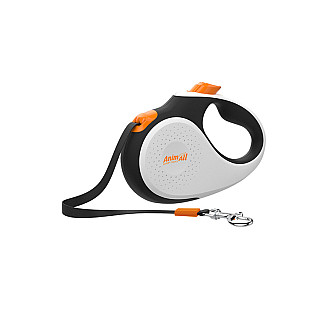 AnimAll Deluxe поводок-рулетка размер M до 25 кг, 5 м, бело-черный/оранжевый