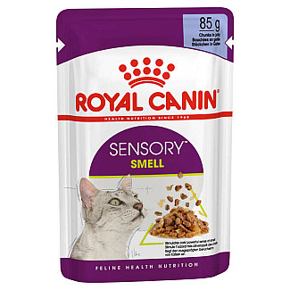 Royal Canin Sensory Smell in Jelly – Вологий корм з м'ясом та рибою для дорослих котів, що стимулює нюхові рецептори (шматочки в желе), 85 г