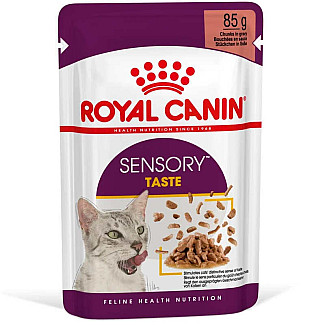 Royal Canin Sensory Taste in Gravy – Вологий корм з м'ясом для дорослих котів, що стимулює смакові рецептори (шматочки в соусі), 85 г