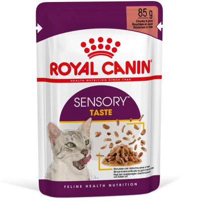 Вологий корм для дорослих котів, що стимулює смакові рецептори Royal Canin Sensory Taste in Gravy шматочки в соусі