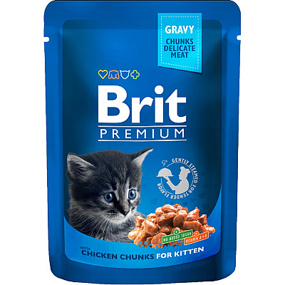 Brit Premium Cat (пауч) Шматочки в соусі для кошенят  з куркою