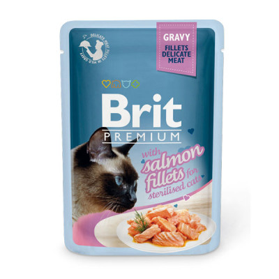 Brit Premium Cat Pouches Шматочки з філе лосося у соусі для стерилізованих кішок