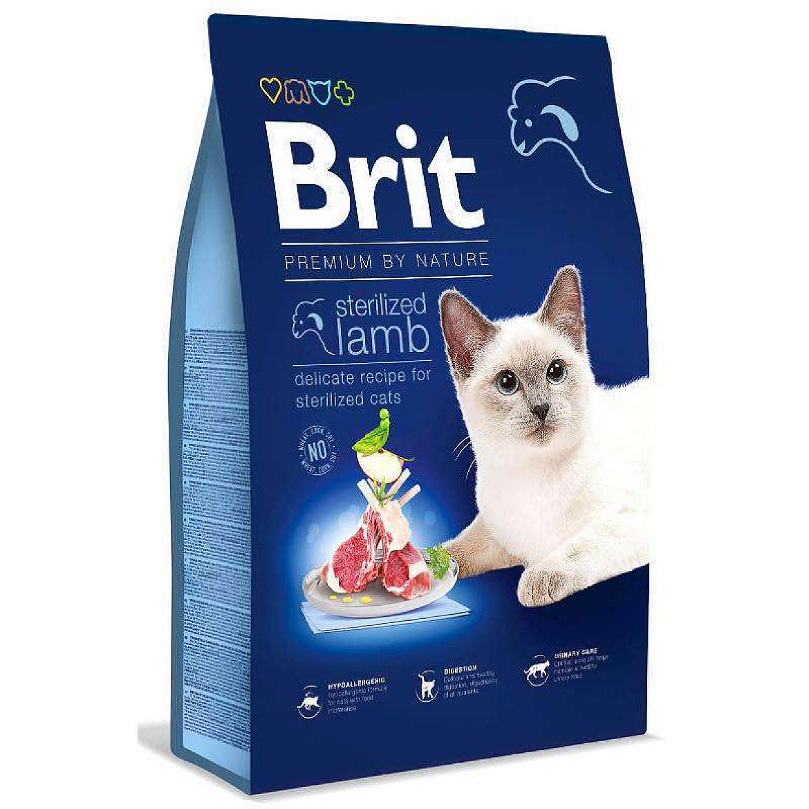Brit Premium by Nature Cat Sterilized Lamb - Сухий корм з ягням для дорослих стерилізованих котів з чутливим травленням, 8 кг