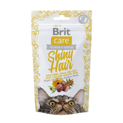 Функціональні ласощі для котів Brit Care Cat Snack Shiny Hair для підтримки краси шкіри і шерсті