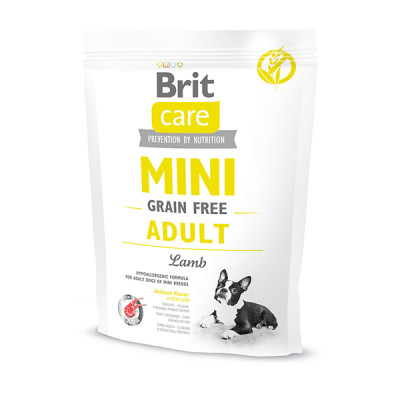 Сухий беззерновий корм для дорослих собак малих порід Brit Care Mini Adult Lamb з ягням