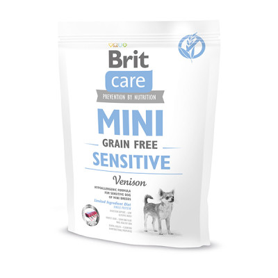 Сухий беззерновий корм для собак малих порід Brit Care Mini Sensitive Venison з олениною
