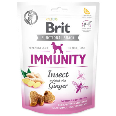 Функціональні ласощі для дорослих собак всіх порід Brit Care Dog Functional Snack Immunity Insect з комахами та імбиром для підтримки імунітету