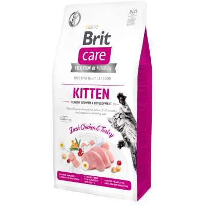 Сухий корм для кошенят Brit Care Cat GF Kitten HGrowth & Development (курка і індичка)