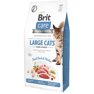 Сухой корм для кошек крупных пород Brit Care Cat GF Large cats Power & Vitality (курица и утка)