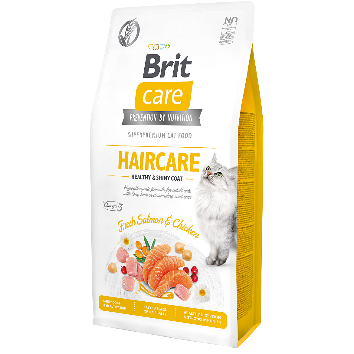 Сухий корм для котів Brit Care Cat GF Haircare Healthy & Shiny Coat (курка і лосось), 7 кг