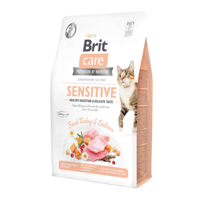 Сухий корм для вибагливих кішок Brit Care Cat GF Sensitive HDigestion & Delicate Taste (индейка и лосось)