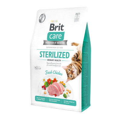 Сухой корм для стерелизованных кошек для поддержания мочевыделительной системы Brit Care Cat GF Sterilized Urinary Health (курица)