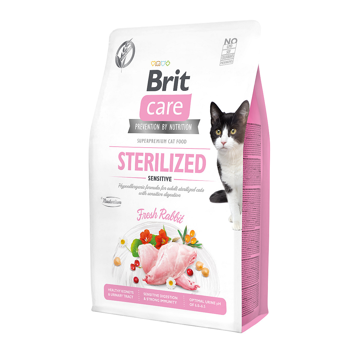 Сухий корм для стерилізованих котів з чутливим травленням Brit Care Cat GF Sterilized Sensitive з кролем, 2 кг