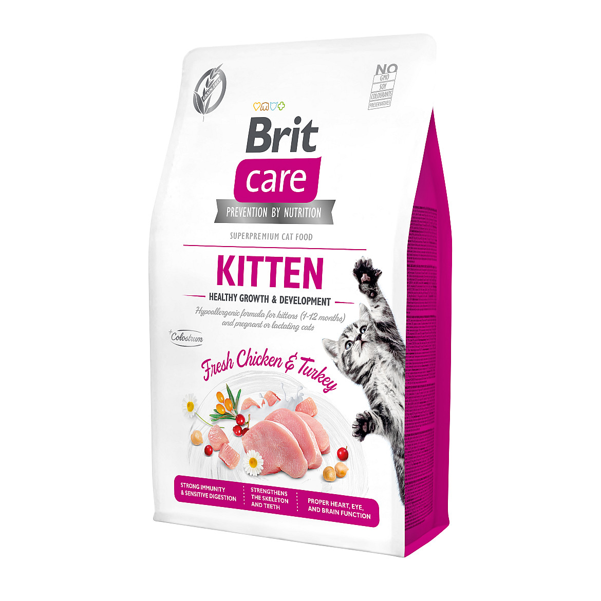 Сухий корм для кошенят Brit Care Cat GF Kitten HGrowth & Development (курка і індичка), 2 кг